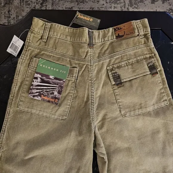 Timberland Y2K Tan Corduroy Pants Sz 16 Youth Boys 28 Baggy Jeans Vintage Cords
